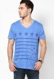 Phosphorus Trendy Blue Reverse Printed V Neck T Shirt Men