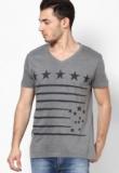 Phosphorus Trendy Grey Reverse Printed V Neck T Shirt Men