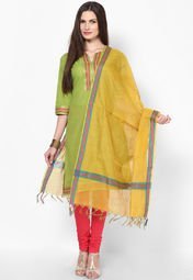 Plume Golden Cotton Dupatta Women