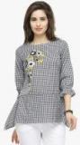 Pluss Black Checked Regular Top Women