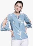 Pluss Blue Printed Regular Top Women