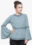 Pluss Blue Solid Blouse Women