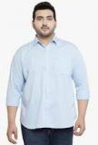 Pluss Blue Solid Regular Fit Casual Shirt men