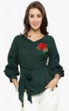 Pluss Green Embroidered Blouse Women