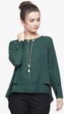 Pluss Green Solid Blouse Women