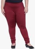 Pluss Maroon Solid Leggings Women