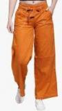 Pluss Orange Solid Flared Parallel Trouser Women