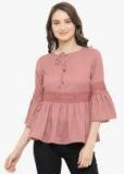 Pluss Peach Solid Peplum Top Women