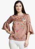 Pluss Pink Self Design Top Women