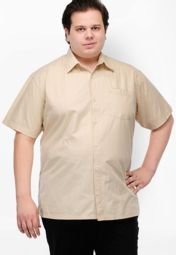 Pluss Solid Beige Casual Shirt Men