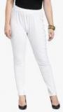 Pluss White Solid Legging Women