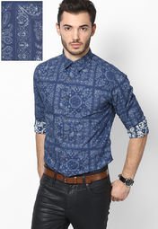 Poe Printed Dark Grey Casual Shirt Men