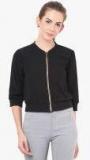 Porsorte Black Solid Sweat Jacket Women