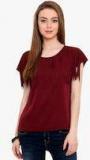 Porsorte Maroon Solid Blouse Women