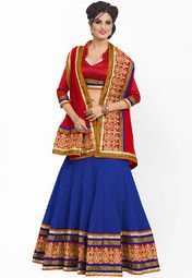 Prafful Blue Embellished Lehnga Saree women