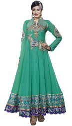 Prafful Green Embroidered Dress Material Women