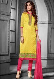 Prafful Yellow Printed Dress Material Women