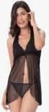 Prettysecrets Black Solid Babydoll Women