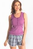 Prettysecrets Flirty Checks Tartan Purple And Blue Shorts And Top Women