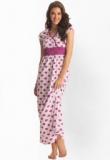 Prettysecrets Imperial Purple Polka Heart Soft Cotton Long Nighty Women