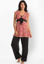 Prettysecrets Orange Zebra Top Pajama Set Women