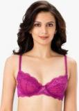 Prettysecrets Purple Self Pattern Non Padded Non Wired Sheer Bra women