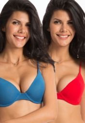 Prettysecrets True Navy And Bombshell Red Comfy Fi T Shirt Bra