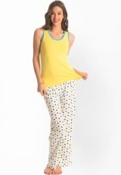 Prettysecrets Yellow Ivory Polka Print Comfy Cotto