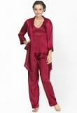 Private Lives Maroon Embroidered Nightwear Women