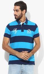 Proline Light Blue Striped Polo T Shirt Men