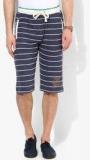 Proline Navy Blue Striped Regular Fit Shorts Men