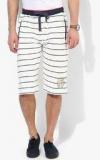 Proline Off White Striped Regular Fit Shorts Men