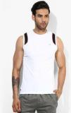 Proline White Solid Regular Fit Round Neck Vest men