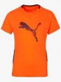 Puma Active Dry Graphic Orange Round Neck T Shirt Boys