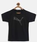 Puma Black Printed Gym Graphic Round Neck T Shirt Boys