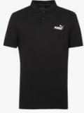 Puma Black Solid Polo Collar T Shirt Men