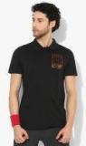 Puma Black Solid Slim Fit Polo Collar T Shirt Men