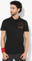 Puma Black Solid Slim Fit Polo Collar T shirt men