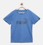 Puma Blue Printed Round Neck T Shirt Boys