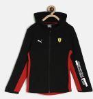 Puma Boys Black & Red Colourblocked Open Front Jacket