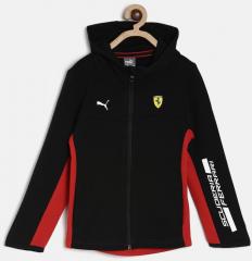 Puma Boys Black & Red Colourblocked Open Front Jacket