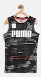 Puma Boys Black Hero 2 Printed Round Neck Sleeveless T Shirt