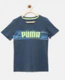 Puma Boys Blue Printed Round Neck T shirt