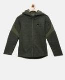 Puma Boys Green Solid Open Front Jacket