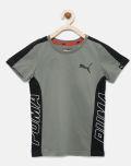 Puma Boys Grey Colourblocked Round Neck T Shirt