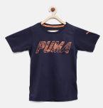 Puma Boys Navy Blue Printed Round Neck T shirt