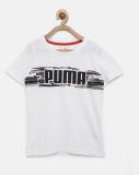 Puma Boys White Printed Round Neck T Shirt