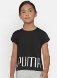 Puma Girls Black Printed Round Neck T Shirt