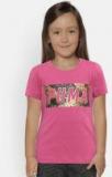 Puma Girls Magenta Printed Round Neck T Shirt