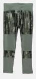 Puma Girls Olive Green & Black Printed Explosive Laurel Wreath AOP Tights